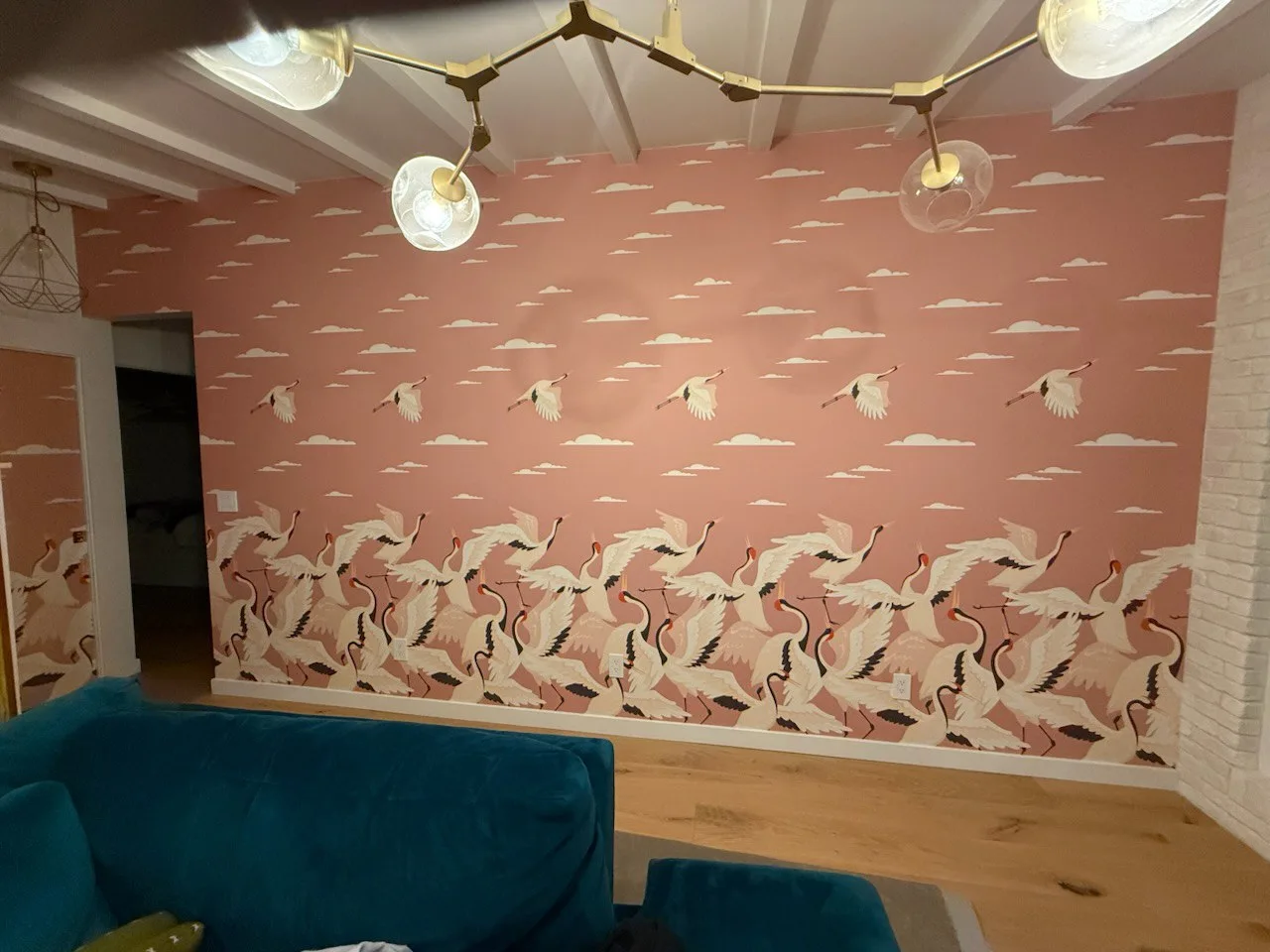 Commercial wallpaper installation in office building